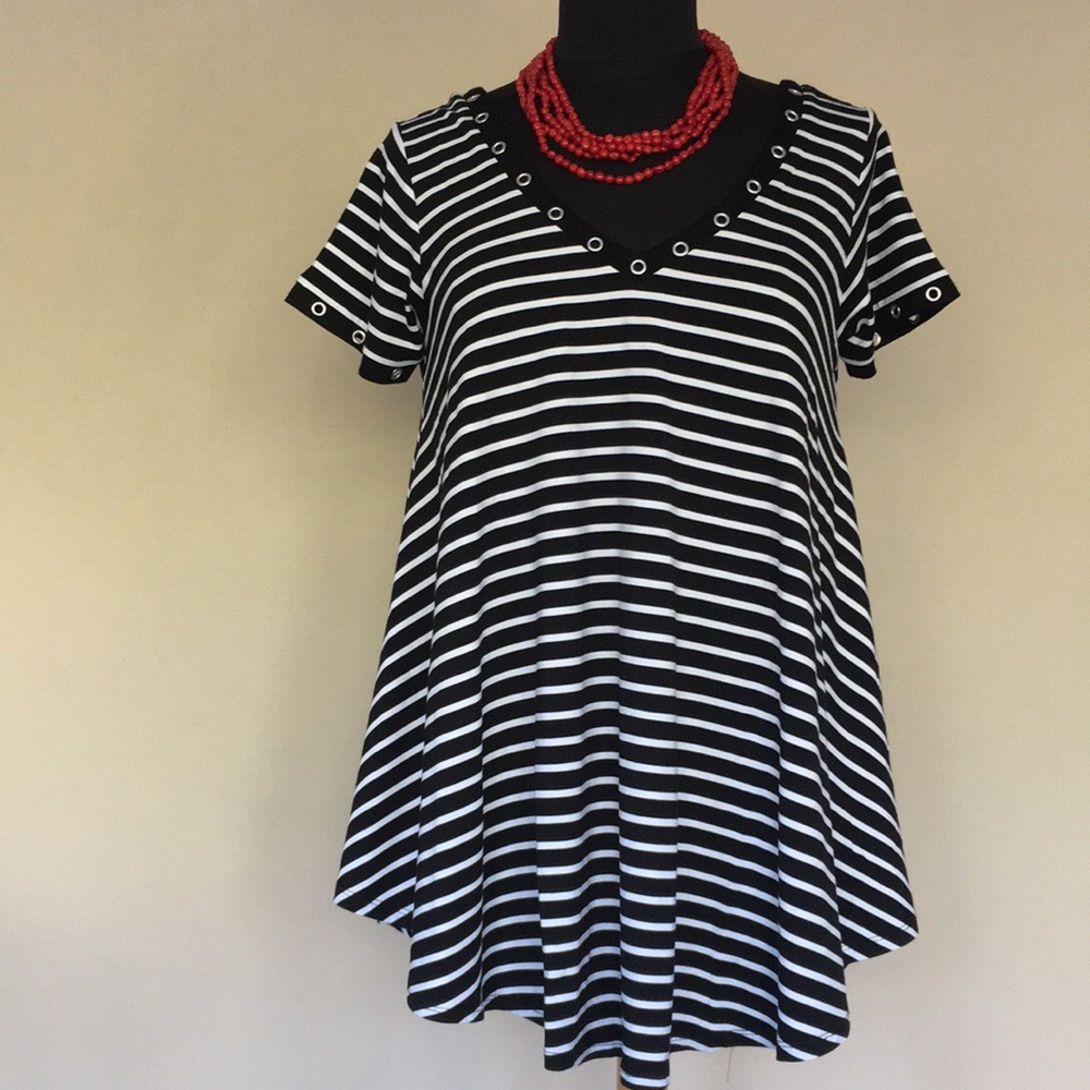 RAIN- New with tags black/white striped top